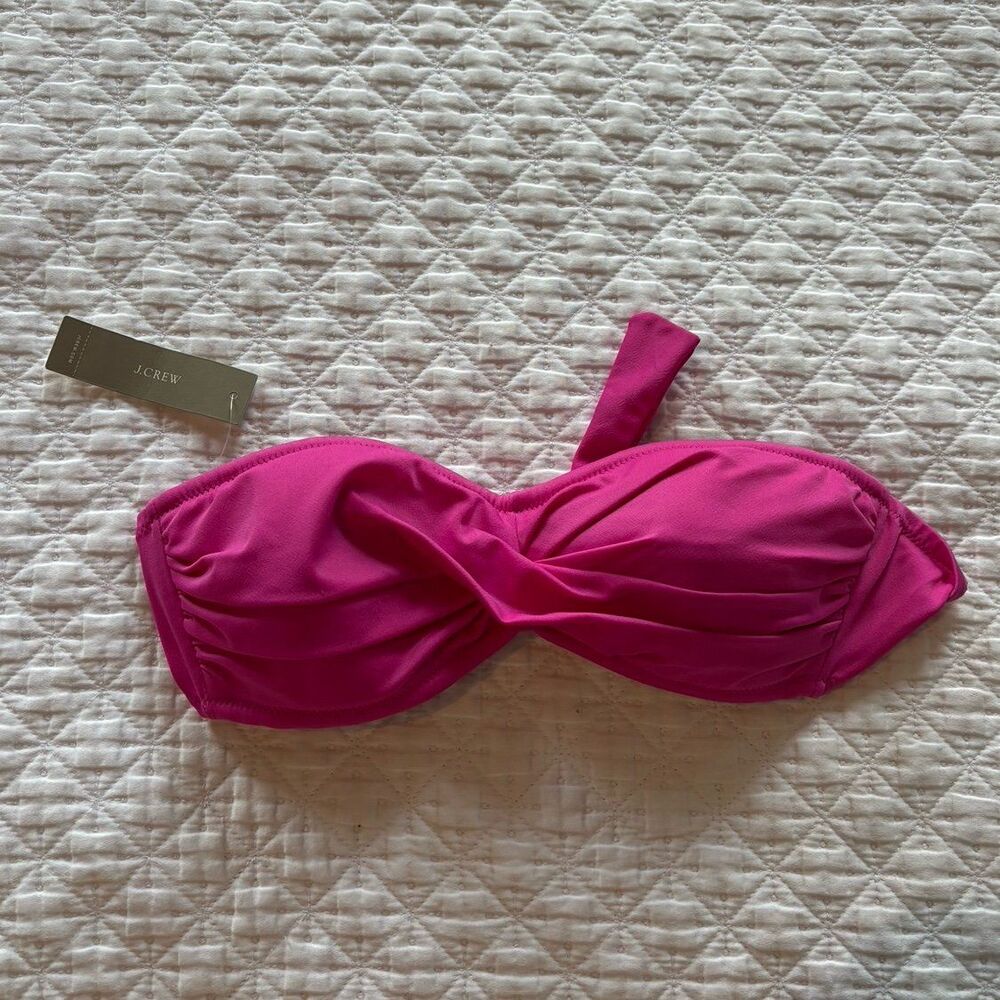 J. Crew Pink Twist Bandeau Bikini Top